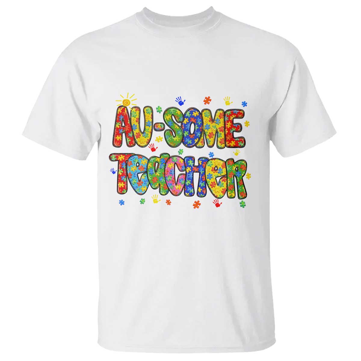 Autism Acceptance Special Education Teacher T Shirt Au Some Teacher TS12 White Print Your Wear