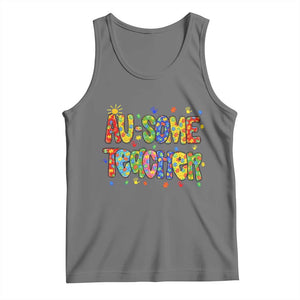 Autism Acceptance Special Education Teacher Tank Top Au Some Teacher TS12 Black Heather Print Your Wear