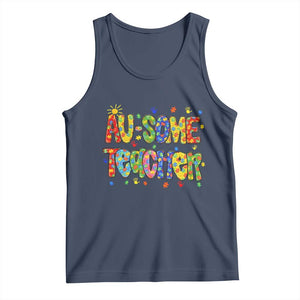 Autism Acceptance Special Education Teacher Tank Top Au Some Teacher TS12 Navy Print Your Wear