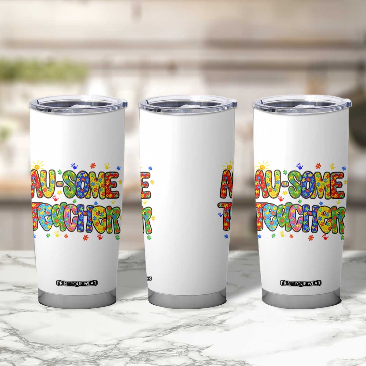 Autism Acceptance Special Education Teacher Tumbler Cup Au Some Teacher TS12 Print Your Wear