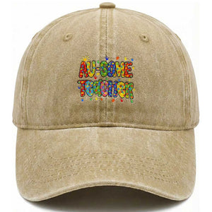 Autism Acceptance Special Education Teacher Washed Cotton Baseball Cap Au Some Teacher TS12 Print Your Wear
