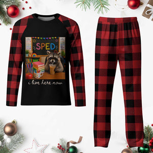 Funny SPED Raccoon Teacher Plaid Pajama Set I Live Here Now TS12 Buffalo Plaid Print Your Wear