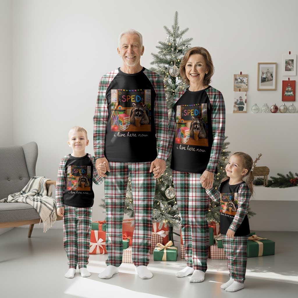 Funny SPED Raccoon Teacher Plaid Pajama Set I Live Here Now TS12 Christmas Plaid Print Your Wear