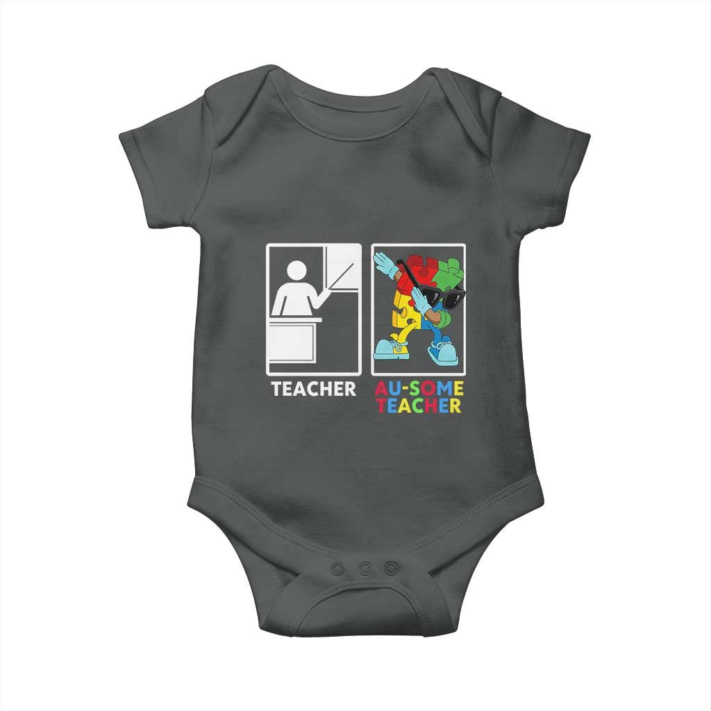 Funny Au Some Teacher Baby Onesie Autism Acceptance Special Education Gift TS12 Dark Heather Print Your Wear
