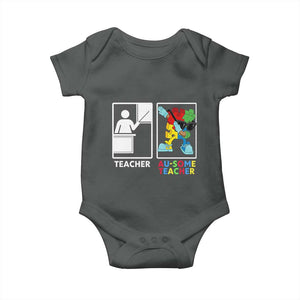 Funny Au Some Teacher Baby Onesie Autism Acceptance Special Education Gift TS12 Dark Heather Print Your Wear