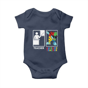 Funny Au Some Teacher Baby Onesie Autism Acceptance Special Education Gift TS12 Navy Print Your Wear