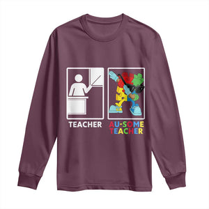 Funny Au Some Teacher Long Sleeve Shirt Autism Acceptance Special Education Gift TS12 Maroon Print Your Wear