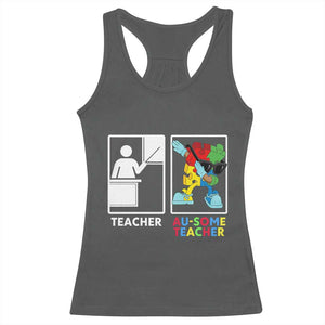 Funny Au Some Teacher Racerback Tank Top Autism Acceptance Special Education Gift TS12 Dark Heather Print Your Wear