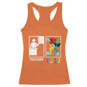 Funny Au Some Teacher Racerback Tank Top Autism Acceptance Special Education Gift TS12 Orange Print Your Wear