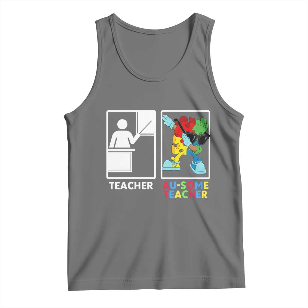Funny Au Some Teacher Tank Top Autism Acceptance Special Education Gift TS12 Black Heather Print Your Wear