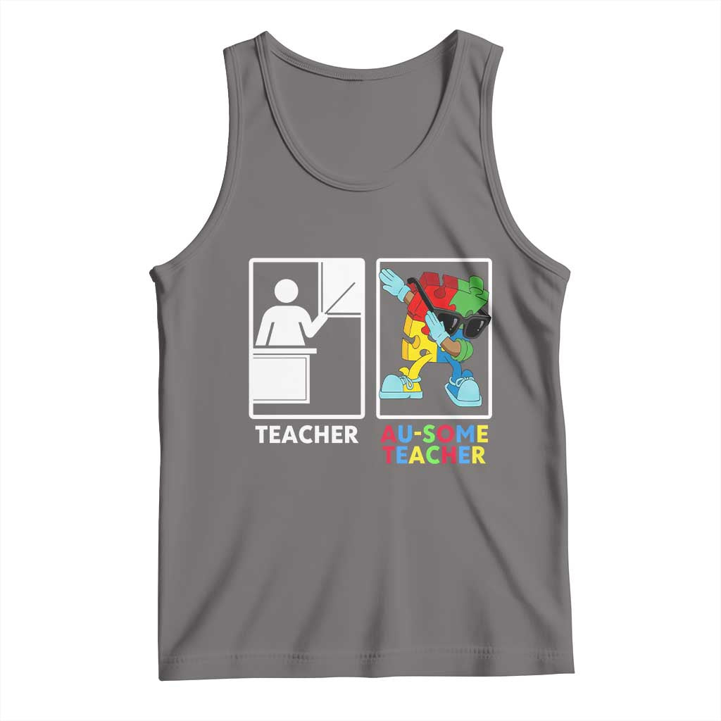 Funny Au Some Teacher Tank Top Autism Acceptance Special Education Gift TS12 Deep Heather Print Your Wear