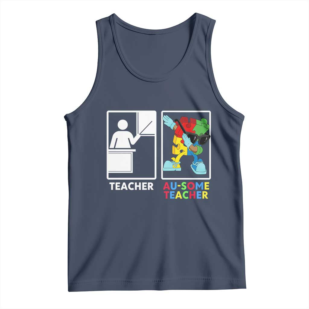Funny Au Some Teacher Tank Top Autism Acceptance Special Education Gift TS12 Navy Print Your Wear