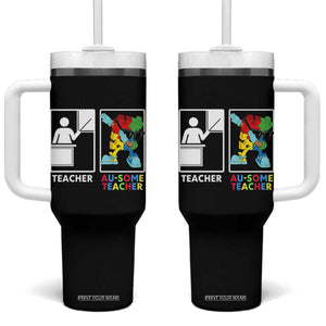Funny Au Some Teacher Tumbler With Handle Autism Acceptance Special Education Gift TS12 One Size: 40 oz Black Print Your Wear