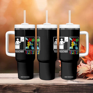 Funny Au Some Teacher Tumbler With Handle Autism Acceptance Special Education Gift TS12 Print Your Wear
