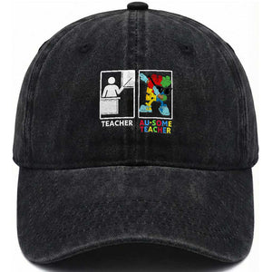 Funny Au Some Teacher Washed Cotton Baseball Cap Autism Acceptance Special Education Gift TS12 Print Your Wear
