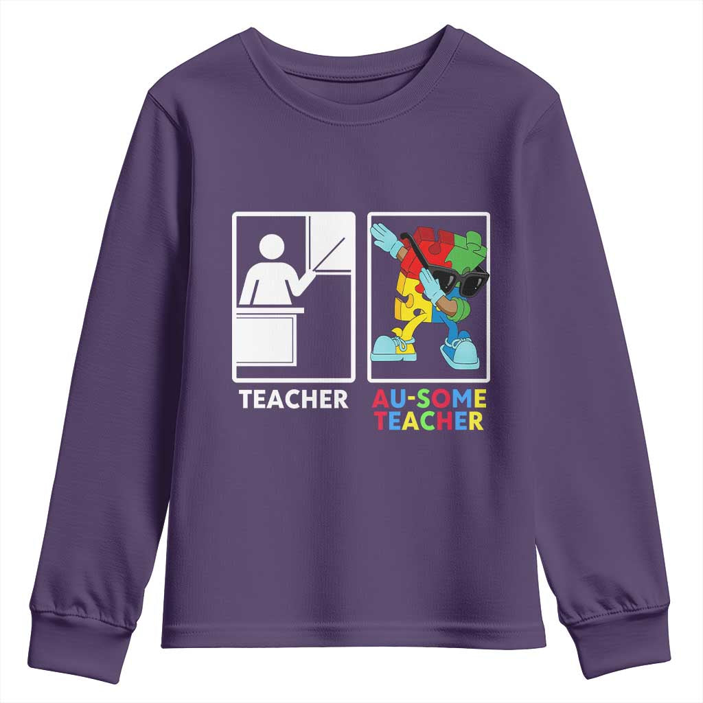 Funny Au Some Teacher Youth Sweatshirt Autism Acceptance Special Education Gift TS12 Purple Print Your Wear
