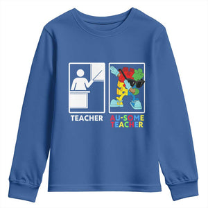 Funny Au Some Teacher Youth Sweatshirt Autism Acceptance Special Education Gift TS12 Royal Blue Print Your Wear