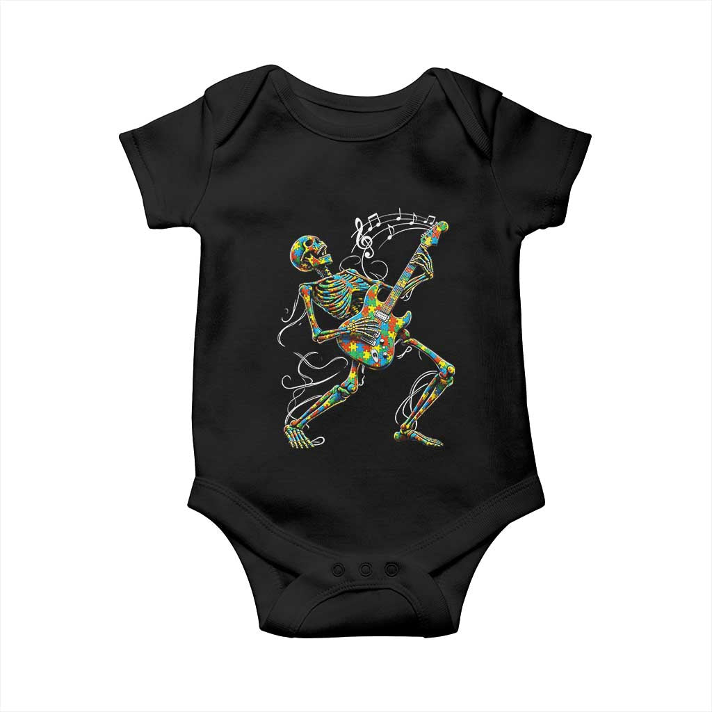 Autism Acceptance Rock Guitar Skeleton Baby Onesie Music Lover TS12 Black Print Your Wear