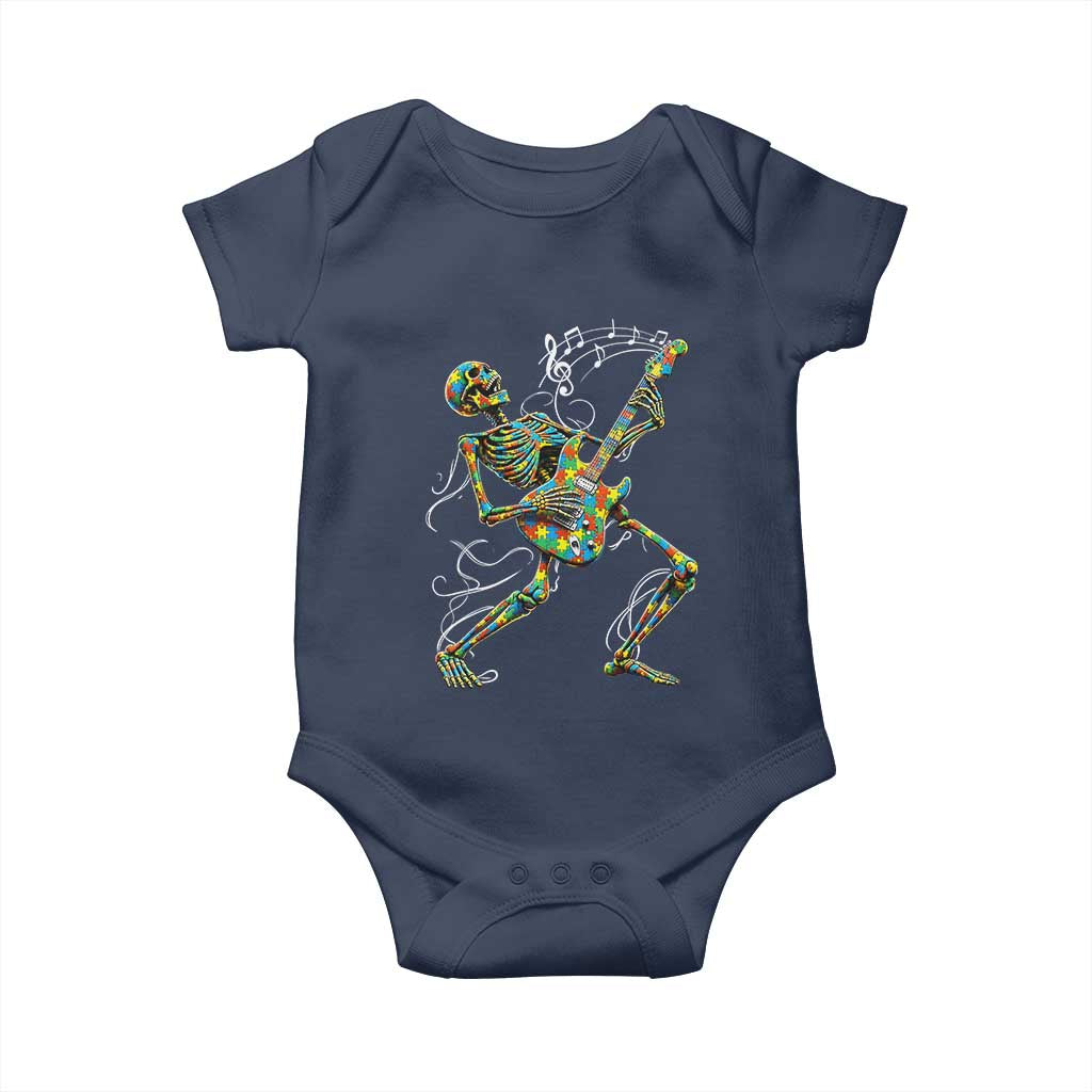 Autism Acceptance Rock Guitar Skeleton Baby Onesie Music Lover TS12 Navy Print Your Wear