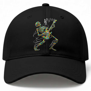 Autism Acceptance Rock Guitar Skeleton Baseball Cap Music Lover TS12 Print Your Wear