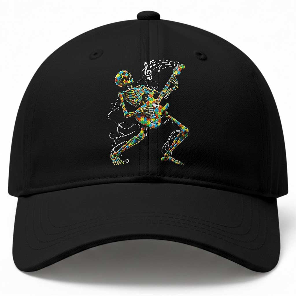 Autism Acceptance Rock Guitar Skeleton Baseball Cap Music Lover TS12 Print Your Wear