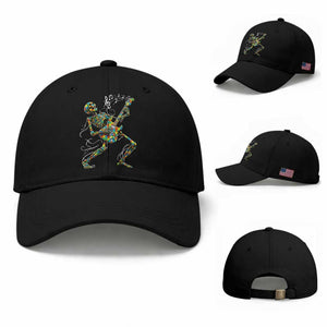 Autism Acceptance Rock Guitar Skeleton Baseball Cap Music Lover TS12 Baseball Cap Universal Fit Black Print Your Wear