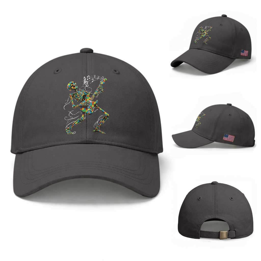 Autism Acceptance Rock Guitar Skeleton Baseball Cap Music Lover TS12 Baseball Cap Universal Fit Dark Gray Print Your Wear