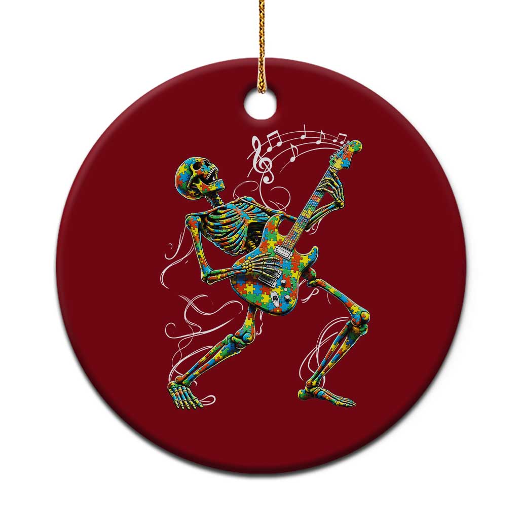 Autism Acceptance Rock Guitar Skeleton Ceramic Ornament Music Lover TS12 1pc Red Print Your Wear