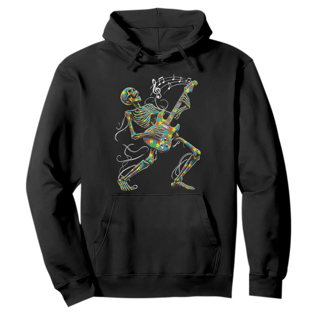 Autism Acceptance Rock Guitar Skeleton Hoodie Music Lover TS12 Black Print Your Wear