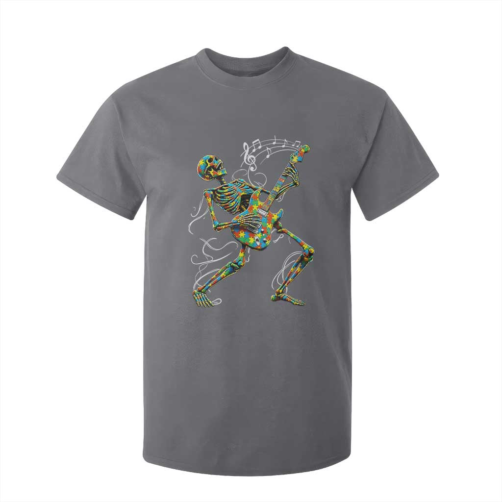 Autism Acceptance Rock Guitar Skeleton T Shirt For Kid Music Lover TS12 Charcoal Print Your Wear