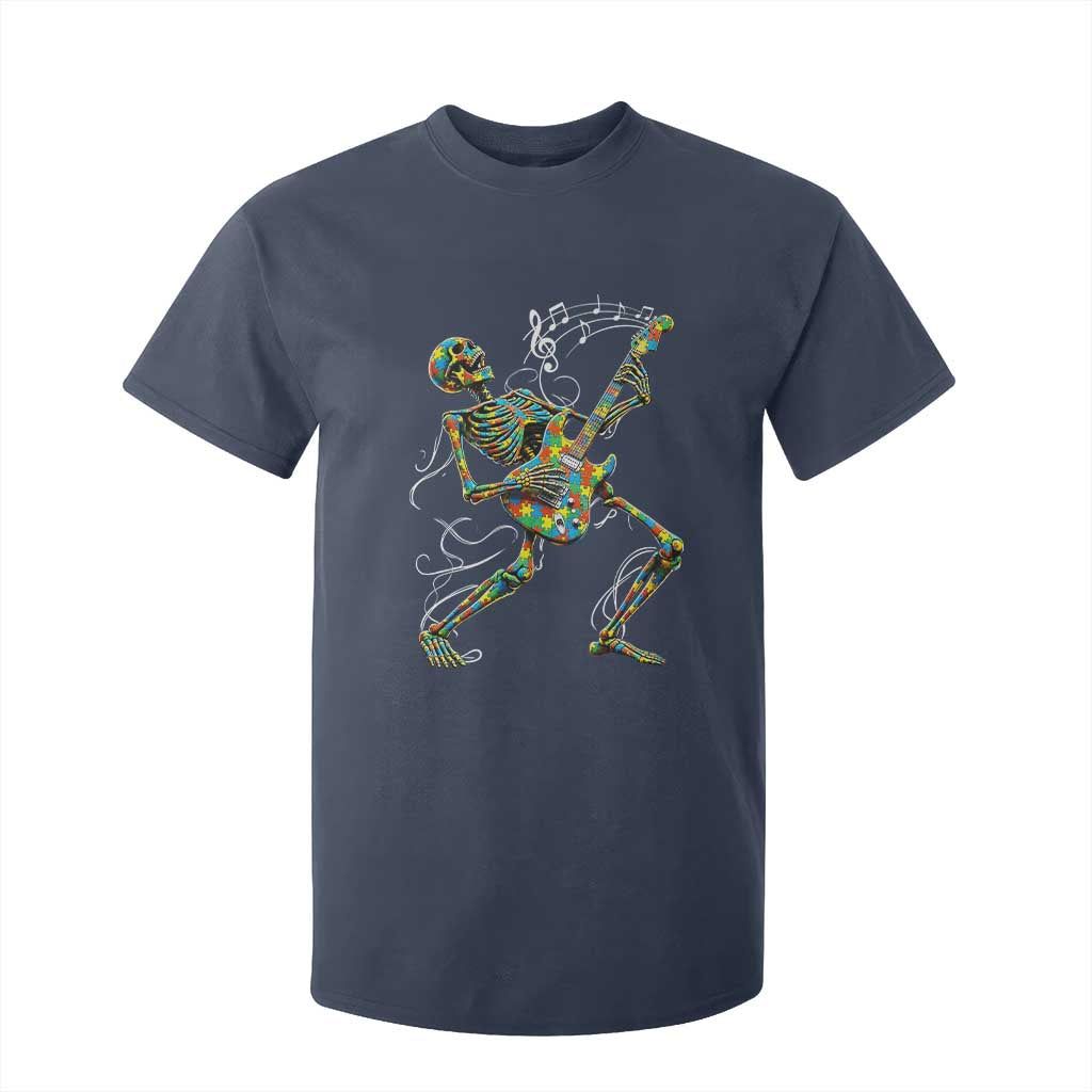 Autism Acceptance Rock Guitar Skeleton T Shirt For Kid Music Lover TS12 Navy Print Your Wear