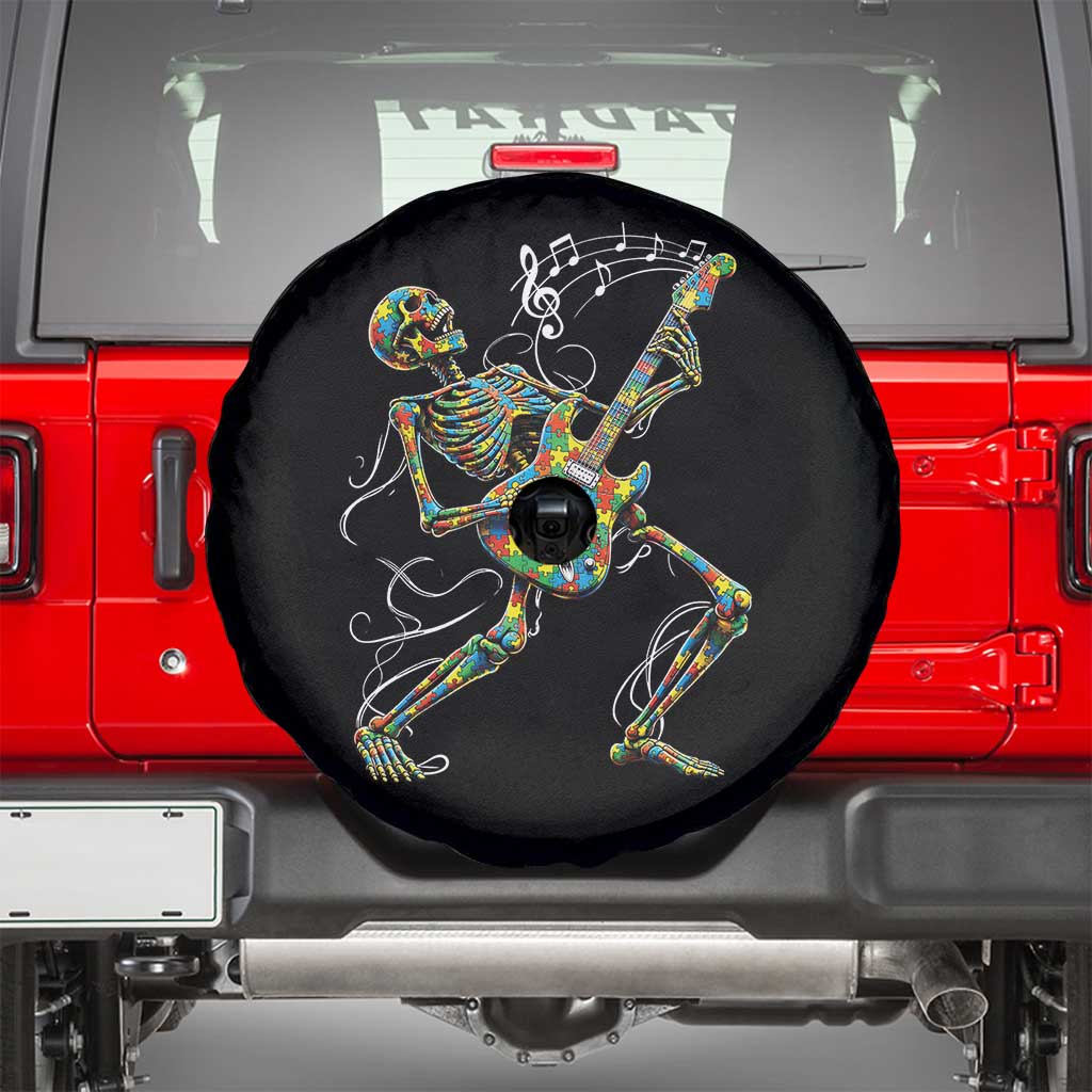 Autism Acceptance Rock Guitar Skeleton Spare Tire Cover Music Lover TS12 Black Print Your Wear