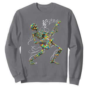 Autism Acceptance Rock Guitar Skeleton Sweatshirt Music Lover TS12 Charcoal Print Your Wear