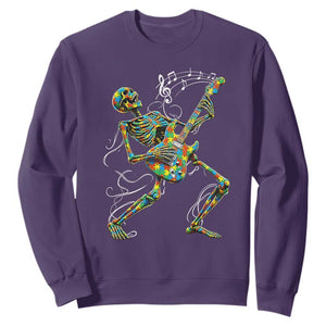 Autism Acceptance Rock Guitar Skeleton Sweatshirt Music Lover TS12 Purple Print Your Wear