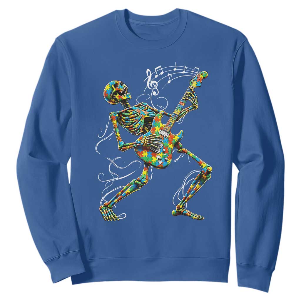 Autism Acceptance Rock Guitar Skeleton Sweatshirt Music Lover TS12 Royal Blue Print Your Wear