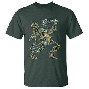 Autism Acceptance Rock Guitar Skeleton T Shirt Music Lover TS12 Dark Forest Green Print Your Wear