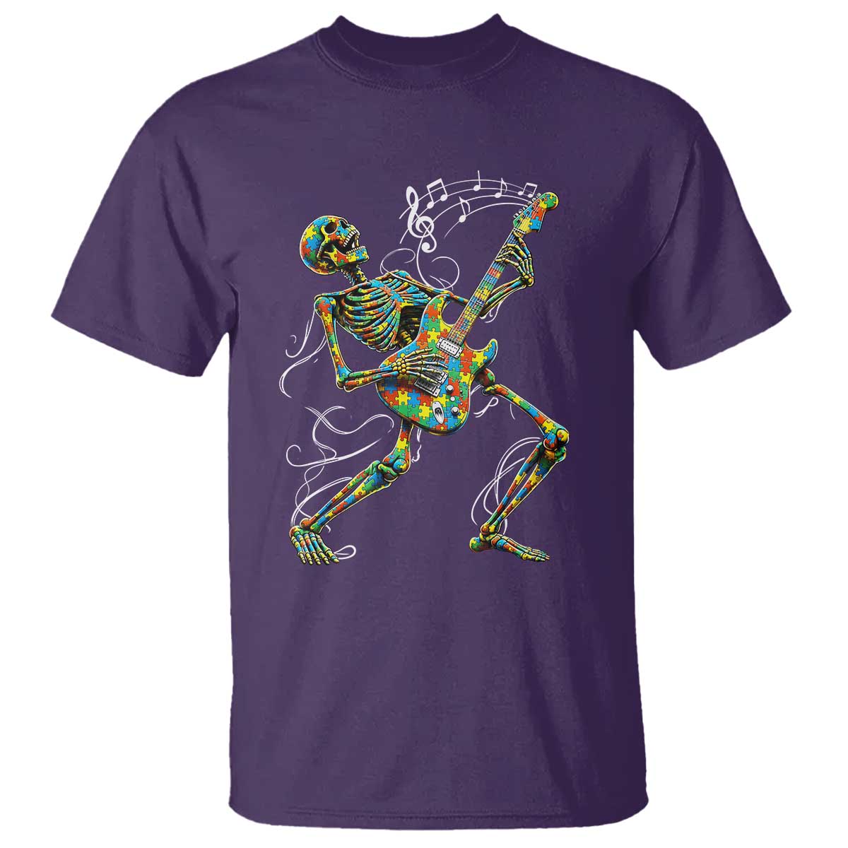 Autism Acceptance Rock Guitar Skeleton T Shirt Music Lover TS12 Purple Print Your Wear