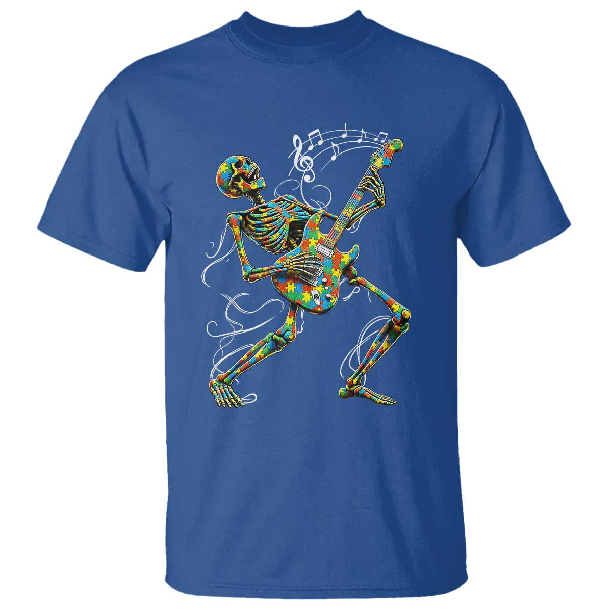 Autism Acceptance Rock Guitar Skeleton T Shirt Music Lover TS12 Royal Blue Print Your Wear