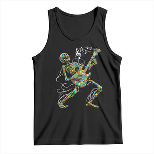 Autism Acceptance Rock Guitar Skeleton Tank Top Music Lover TS12 Black Print Your Wear