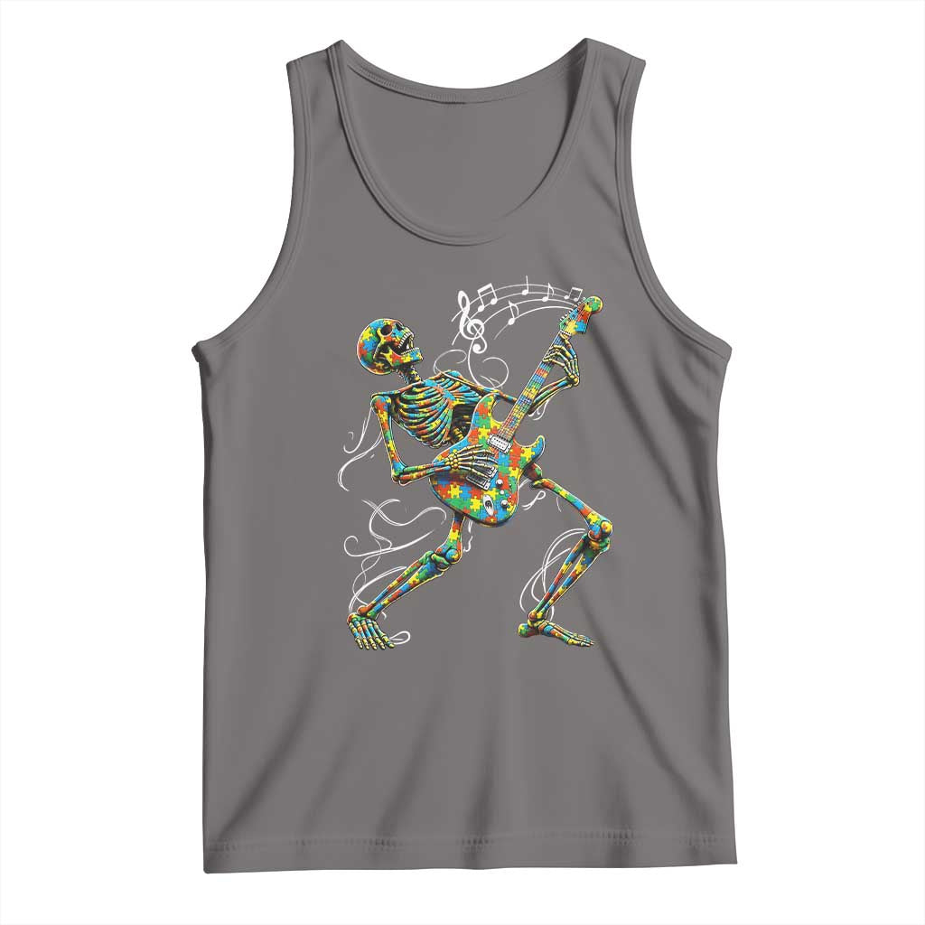 Autism Acceptance Rock Guitar Skeleton Tank Top Music Lover TS12 Deep Heather Print Your Wear