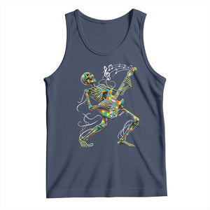 Autism Acceptance Rock Guitar Skeleton Tank Top Music Lover TS12 Navy Print Your Wear