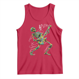 Autism Acceptance Rock Guitar Skeleton Tank Top Music Lover TS12 Red Print Your Wear
