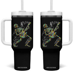Autism Acceptance Rock Guitar Skeleton Tumbler With Handle Music Lover TS12 One Size: 40 oz Black Print Your Wear