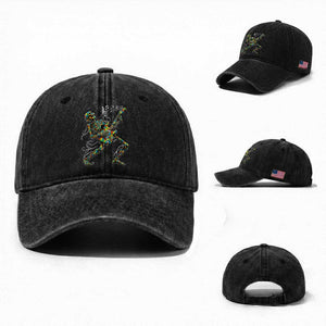 Autism Acceptance Rock Guitar Skeleton Washed Cotton Baseball Cap Music Lover TS12 Washed Cap Universal Fit Black Print Your Wear