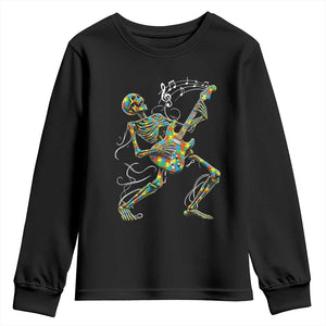 Autism Acceptance Rock Guitar Skeleton Youth Sweatshirt Music Lover TS12 Black Print Your Wear