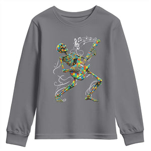 Autism Acceptance Rock Guitar Skeleton Youth Sweatshirt Music Lover TS12 Charcoal Print Your Wear
