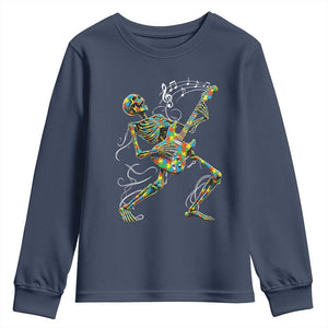 Autism Acceptance Rock Guitar Skeleton Youth Sweatshirt Music Lover TS12 Navy Print Your Wear