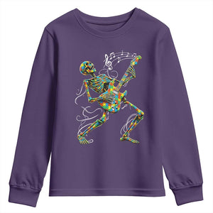 Autism Acceptance Rock Guitar Skeleton Youth Sweatshirt Music Lover TS12 Purple Print Your Wear