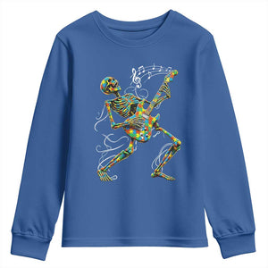Autism Acceptance Rock Guitar Skeleton Youth Sweatshirt Music Lover TS12 Royal Blue Print Your Wear
