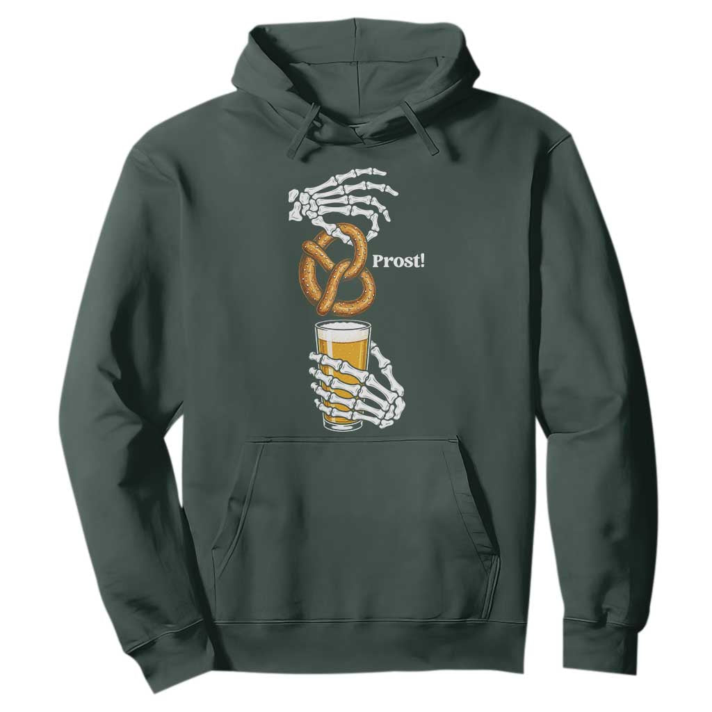 Prost Beer Lover Skeleton Hands German Festival Graphic Hoodie TS12 Dark Forest Green Print Your Wear